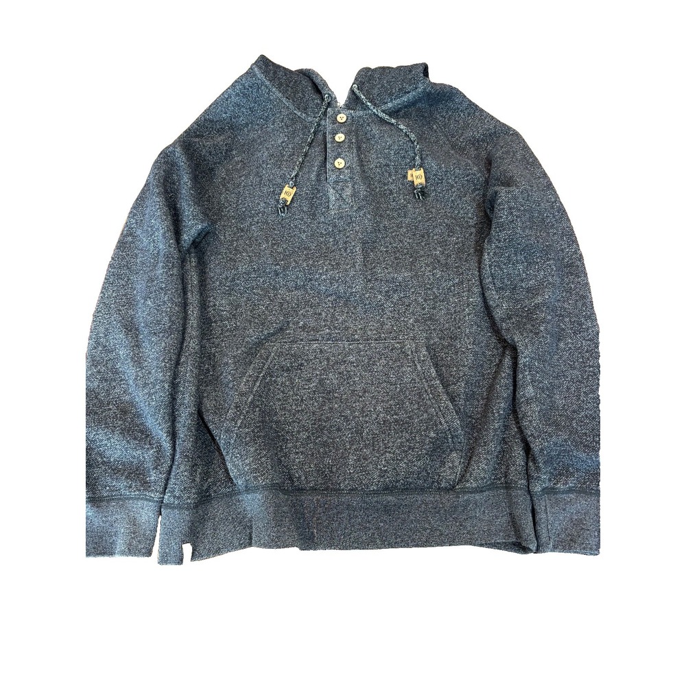 tentree Mens Small‎ Charcoal Grey Heather Organic Cotton Henley Hoodie Pullover